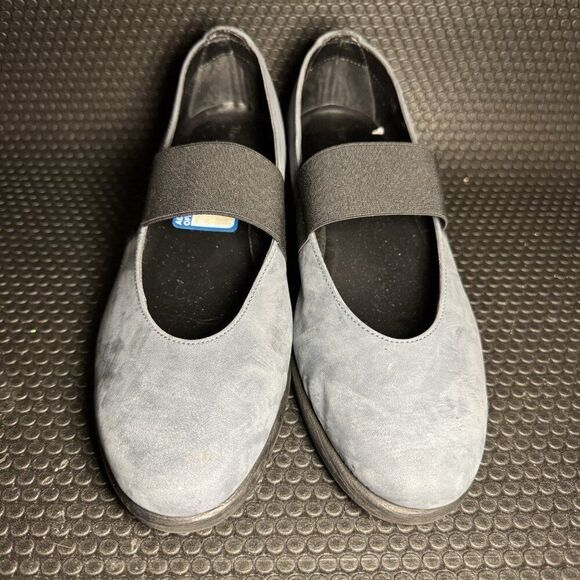 THE FLEXX Run Quickly Leather Wedge Pump Slate Blue Mary Janes Shoe Womens 7 - Picture 2 of 7